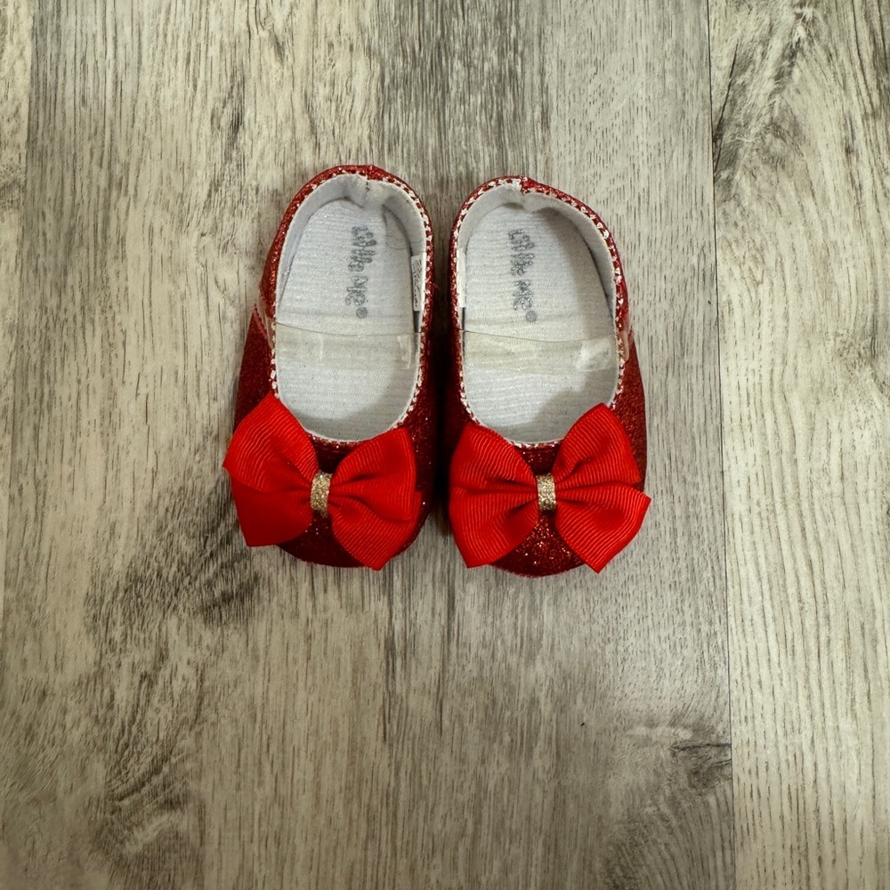 Little me red 6 to 12 month baby shoes